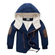 Load image into Gallery viewer, Baby autumn and winter new warm clothing children's jacket thickening plus velvet padded jacket boy hooded jacket boy warm jacke