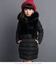 Load image into Gallery viewer, Girls Warm winter Coat Artificial hair fashion Long Kids Hooded Jacket coat for girl outerwear girls Clothes 4-12 years old