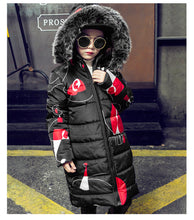 Load image into Gallery viewer, Girls Warm winter Coat Artificial hair fashion Long Kids Hooded Jacket coat for girl outerwear girls Clothes 4-12 years old