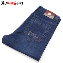 Load image into Gallery viewer, Xuansheng brand  men's jeans 2019 autumn and winter thick business work casual stretch slim jeans classic pants blue black jeans