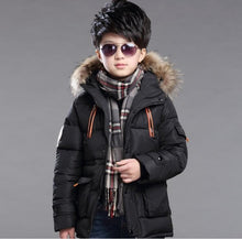 Load image into Gallery viewer, Baby autumn and winter new warm clothing children's jacket thickening plus velvet padded jacket boy hooded jacket boy warm jacke
