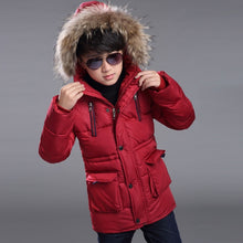 Load image into Gallery viewer, Baby autumn and winter new warm clothing children's jacket thickening plus velvet padded jacket boy hooded jacket boy warm jacke