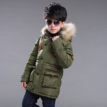 Load image into Gallery viewer, Baby autumn and winter new warm clothing children's jacket thickening plus velvet padded jacket boy hooded jacket boy warm jacke