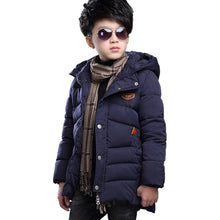 Load image into Gallery viewer, Baby autumn and winter new warm clothing children's jacket thickening plus velvet padded jacket boy hooded jacket boy warm jacke
