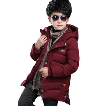 Load image into Gallery viewer, Baby autumn and winter new warm clothing children's jacket thickening plus velvet padded jacket boy hooded jacket boy warm jacke