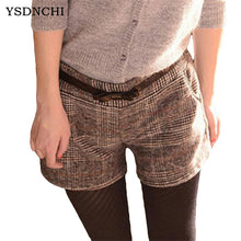 Load image into Gallery viewer, Plus Size Shorts Fashion Autumn Winter Women Straight Large Thicken Plaid Casual Elastic Waist Cotton Lattice Loose Short D017