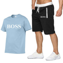 Load image into Gallery viewer, Quality Men's Sets T Shirts+shorts men Brand clothing Two piece suit tracksuit Fashion Casual Tshirts Gyms Workout Fitness Sets
