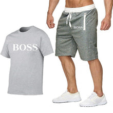 Load image into Gallery viewer, Quality Men's Sets T Shirts+shorts men Brand clothing Two piece suit tracksuit Fashion Casual Tshirts Gyms Workout Fitness Sets