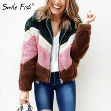 Load image into Gallery viewer, Warm Winter Autumn Jacket Women Fleece Jumper Zip-up Soft Thick New Long Sleeve Plush Teddy Hoodie Jackets Patchwork Coats GV875