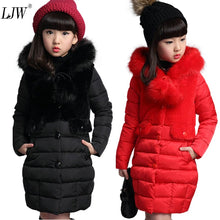 Load image into Gallery viewer, Girls Warm winter Coat Artificial hair fashion Long Kids Hooded Jacket coat for girl outerwear girls Clothes 4-12 years old